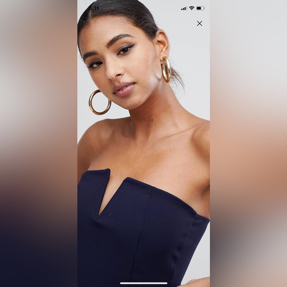 NEW Missguided - V Bar Bandeau Wide Leg Jumpsuit - Picture 2 of 6